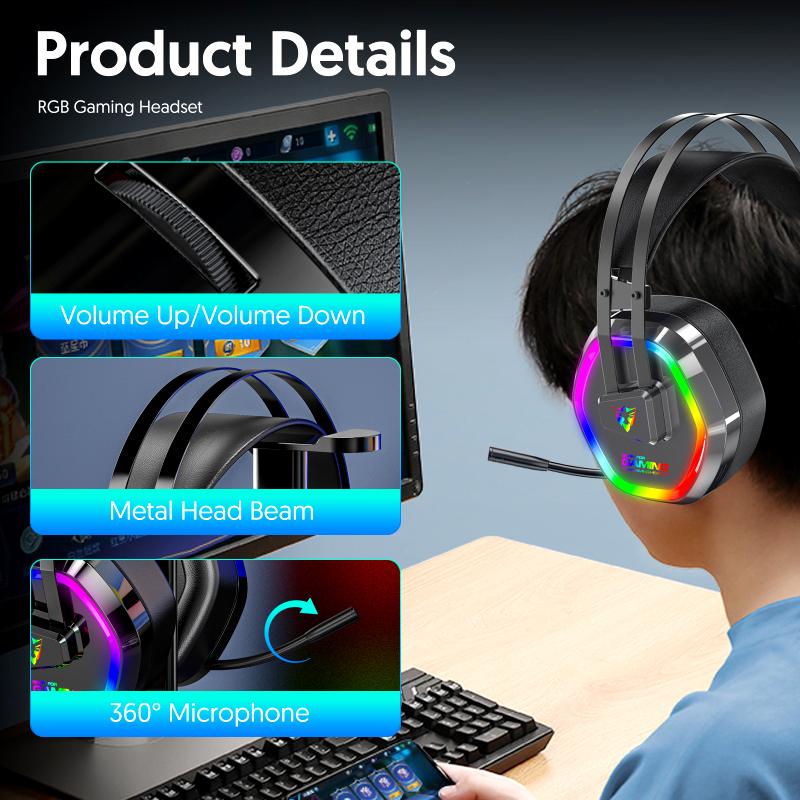 G608 USB Wired RGB Gaming Headset